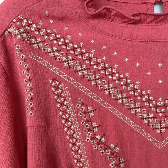 Torrid Plus Size 2 2X 18 20 Top Embroidered Fall Long‎ Sleeves Blouse NWT - Picture 3 of 8